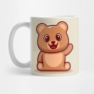 Cute Teddy Bear Waving Hand Cartoon Mug